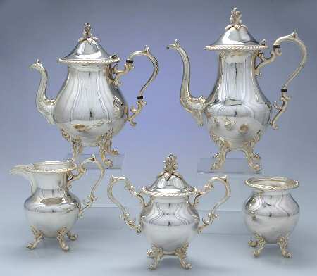 Bim20 (Silverplate, Hollowware) 5-Piece Plated Tea Set (with Waste)