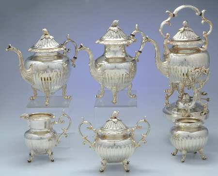 BIM21 (Silverplate, Hollowware) 6 Piece Tea Set (CP1, TP1, CR1, SU1, WB1, KES)