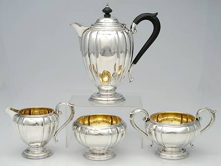 49-7 (Sterling, Hollowware) 4 Piece Tea Set (STP, SCR, SUO, SWB)