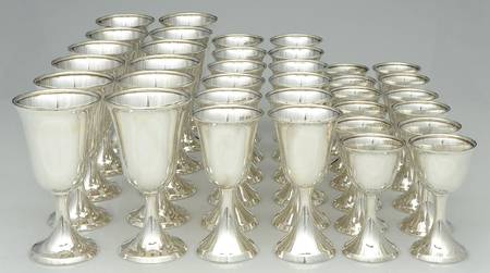 31-45 (Sterling, Hollowware) 36 PC Goblet Set (12 Each:Water, Wine & Cordial)