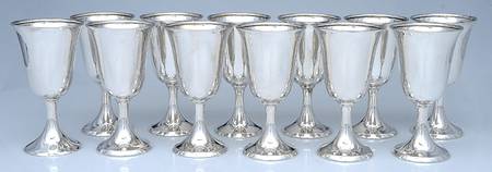 31-45 (Sterling, Hollowware) Sterling Water Goblet (Set of 12)