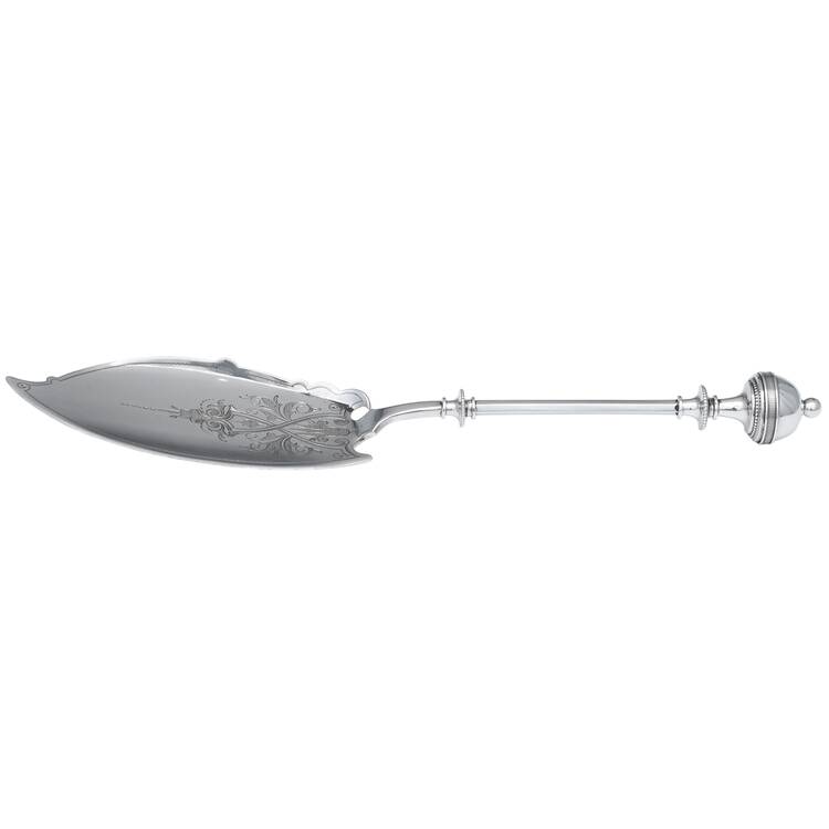 Ball (Sterling, Ball Tip) Large Solid Pierced Bright Cut Fish Knife by Browne & Spaulding