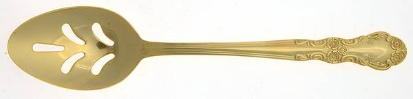 Gold Alyssa (Gold Electroplate) Pierced Tablespoon (Serving Spoon)
