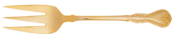 Gold Jessica (Gold Electroplate) Medium Solid Cold Meat Serving Fork