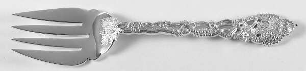Chased & Pierced Vine (Sterling) Medium Solid Cold Meat Serving Fork