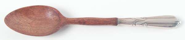 Crusader (Sterling, 1937-1938, No Monograms) Salad Serving Spoon with Wooden Bowl