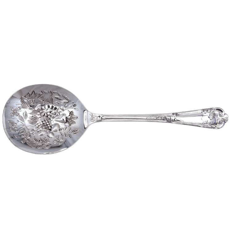 La Regence (Sterling) Solid Fruit Serving Spoon-Embossed Bowl