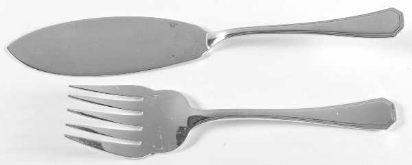 America (Silverplate, 1933) 2 Piece Large Solid Fish Serving Set by Christofle France