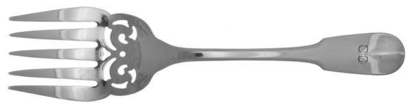Cluny (Silverplate, 1963) Large Solid Pierced Fish Serving Fork