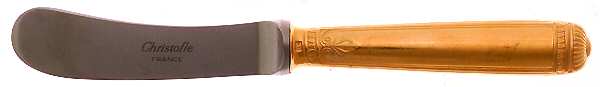 Malmaison-Gold (Gold Electroplate) Butter Spreader Hollow Hdl-Paddle/Stainless Blade