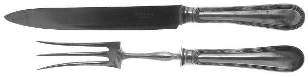 Perles (Silverplate, 1890) Large 2-Piece Roast Carving Set w/Stainless Blade