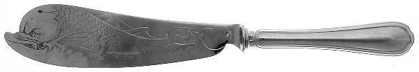 Spatours (Silverplate, 1862, No Monograms) Large Bright Cut Hollow Handle Fish Serving Knife