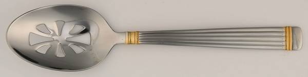 Arcadia-Gold (Stainless, Gold Accent) Pierced Tablespoon (Serving Spoon)