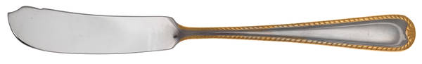 Ribbon-Gold (Stainless, Gold Accent) Flat Handle Master Butter Knife