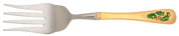 Hollyberry (Gold Electroplate) Cold Meat Fork Large, Stainless Tines HC