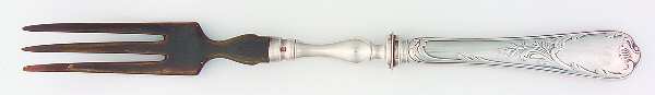 Marly (Silverplate, 1890, Glossy Handle) Salad Serving Fork with Horn Tines