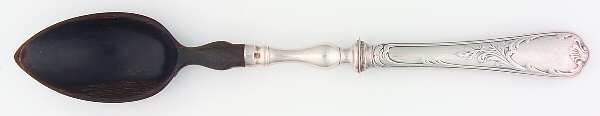 Marly (Silverplate, 1890, Glossy Handle) Salad Serving Spoon with Horn Bowl