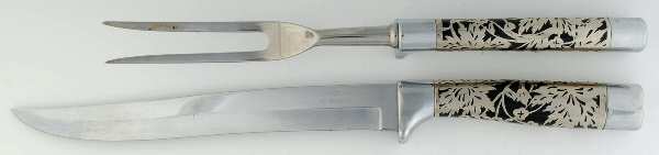 Classic-Black (Stainless) Large 2-Piece Roast Carving Set w/Stainless Blade
