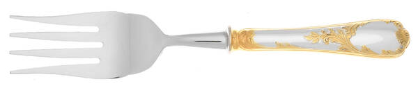 Marly (Silverplate, Gold Accents) Cold Meat Fork Large, Stainless Tines HC