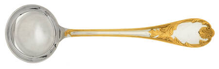 Marly (Silverplate, Gold Accents) Solid Sugar Serving Ladle by Christofle France