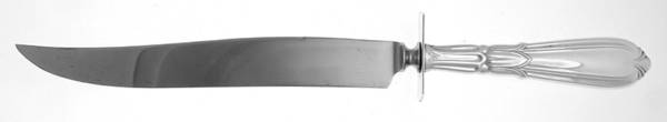 Troubadour (Sterling, 1950-1932, No Monograms) Large Carving/Roast Knife StnlBl w/Sterling Guard