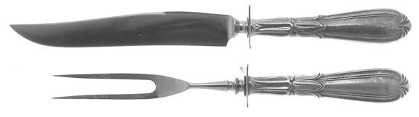 Troubadour (Sterling, 1950-1932, No Monograms) 2 Piece Small Carving Set W/ Sterling Guard