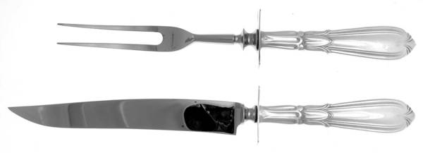 Troubadour (Sterling, 1950-1932, No Monograms) (2 Pc)Carving Set-Lg Stnbl/Roast w/Sterling Guard