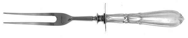 Troubadour (Sterling, 1950-1932, No Monograms) Lg Carving/Roast Fork-Stn Prong w/Sterling Guard