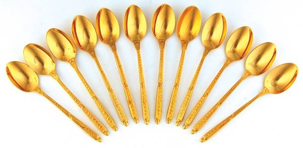 Natacha (Gold Electroplate) (Set of 12) Demitasse Spoon with Case