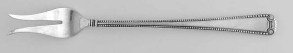 Scroll & Bead (Sterling, 1940, No Monograms) Short Handle Pickle/Olive Fork