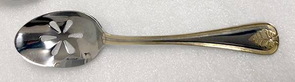 Versailles (Stainless, Gold Accent) Pierced Tablespoon (Serving Spoon)