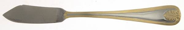 Versailles (Stainless, Gold Accent) Flat Handle Master Butter Knife