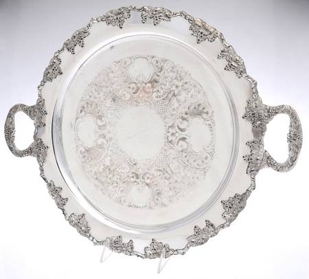 1089 (Silverplate, Hollowware) 15" Handled Round Tray