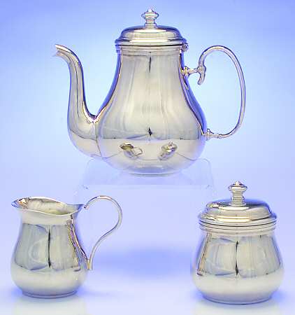 Bagatelle (Silverplate, Hollowware) 3 Piece Tea Set (PTP, PCR, PSU)