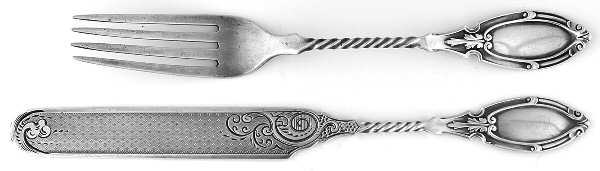 CSV3 (Coin) Dessert Fork & Solid Bright Cut Dessert Knife Set