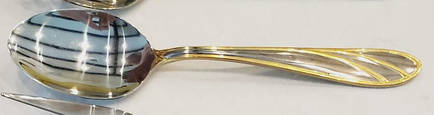 Medina (Stainless, Gold Accent) Pierced Tablespoon (Serving Spoon)