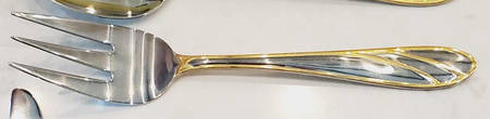 Medina (Stainless, Gold Accent) Medium Solid Cold Meat Serving Fork