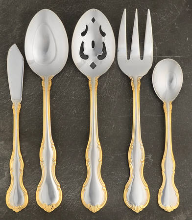 Melinda (Stainless, Gold Accent) 5 Piece Hostess Set