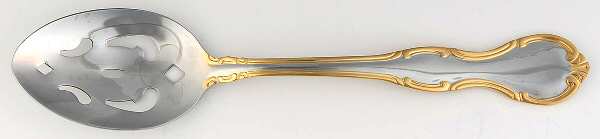 Melinda (Stainless, Gold Accent) Pierced Tablespoon (Serving Spoon)