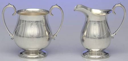 52 (Silverplate, Hollowware) Creamer & Open Sugar Set
