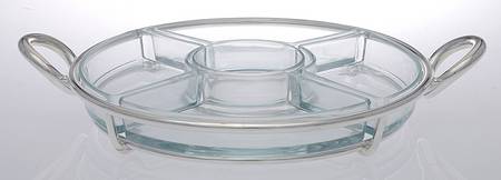 Vertigo (Silverplate, Hollowware) 5 Part Relish with Glass Liner(S)