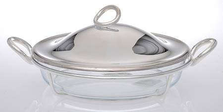 Vertigo (Silverplate, Hollowware) 2 Qt Round Covered Casserole & Glass Liner