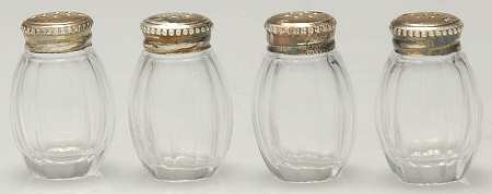Perles (Sterling, Hollowware) Shaker Set - 4 Individual with Sterling Top