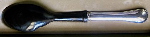 Berry (Silverplate) Caviar Spoon with Sterling Handle and Horn Blade