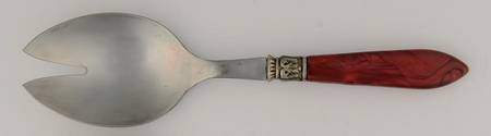 Cameo-Burgundy (Stainless) Salad Serving Fork with Stainless Prongs