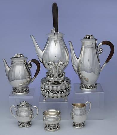 CM22 (Sterling, Hollowware) 6 Piece Tea Set (CPBRH,TPBRH, SCR, SSU, SWB, KESBRH)