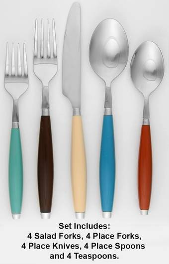 Fiesta Mediterranean (Stainless, Color Handles) (Set Of 4) 5 Piece Set