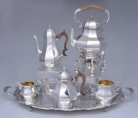 C0A2 (Sterling, Hollowware) 6 Piece Tea Set (SCP, STP, SCR, SSUO, SKES, PWTL)