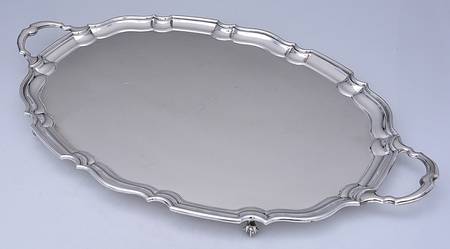 C0A2 (Sterling, Hollowware) Large Silverplate Waiter Tray