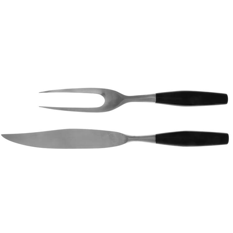 Kongo-Black (Stainless) Large 2-Piece Roast Carving Set w/Stainless Blade